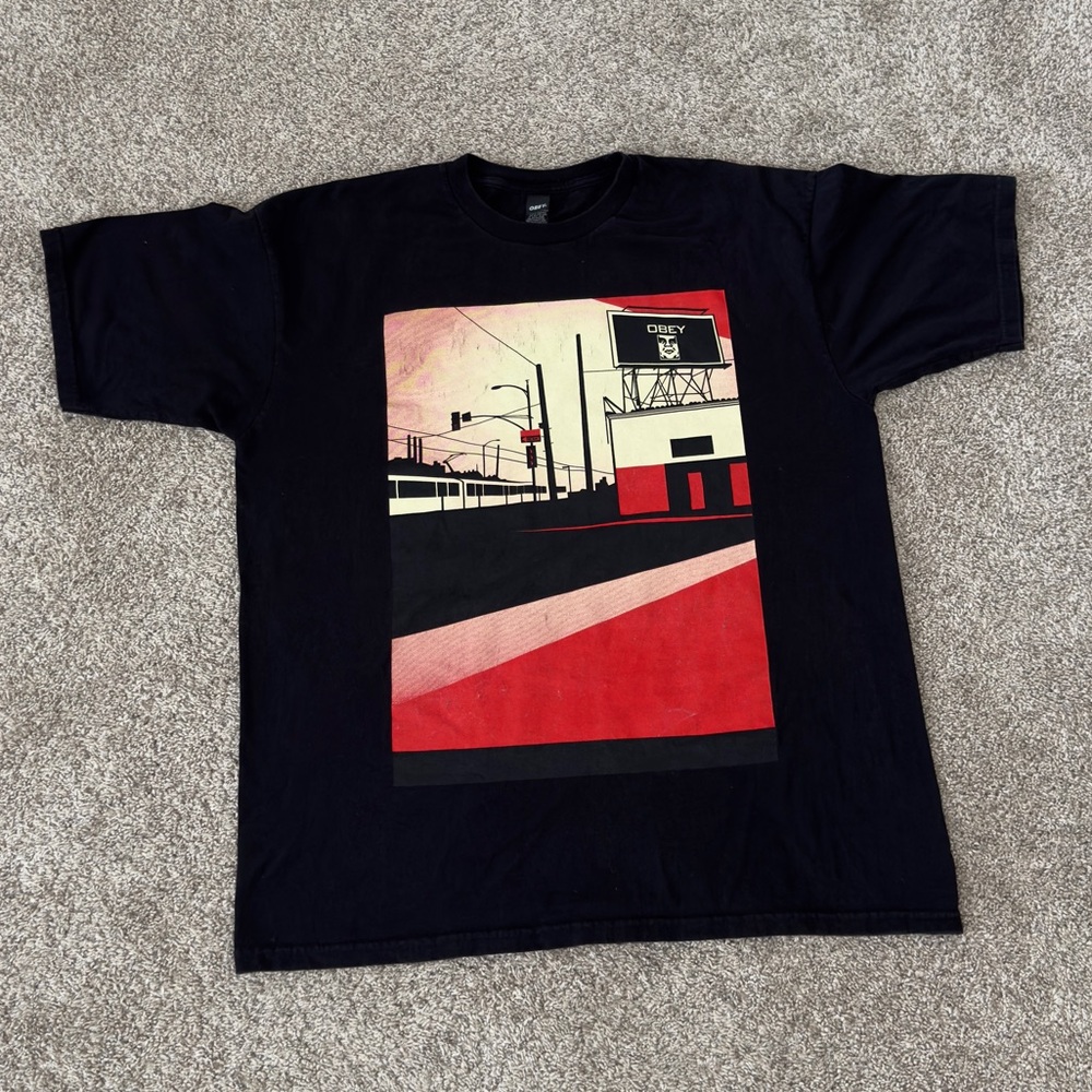 Men’s Obey black short sleeve T-shirt tee Size XL